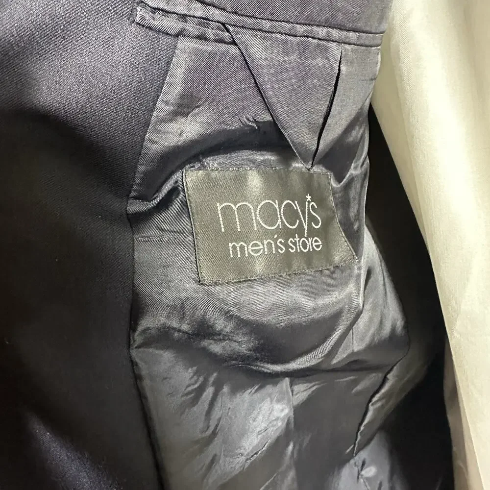Michael Kors 42L Black Wool 70 poly 30 Blazer Antique silver buttons Excellent